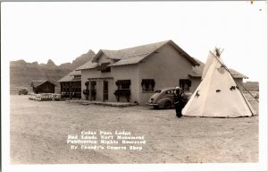 RPPC Cedar Pass Lodge Bad Lands National Monument Tepee Wigwam Vtg Postcard N37