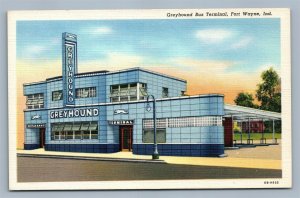 FORT WAYNE IN GREYHOUND BUS TERMINAL VINTAGE POSTCARD