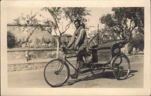 India Village Culture Indian Rikshaw Driver Real Photo RPPC Vintage Postcard