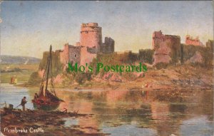 Wales Postcard - Pembroke Castle, Welsh Art, Glitter Surface RS34316