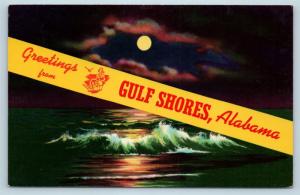 Postcard AL Banner Greetings From Gulf Shores Alabama Vintage O08