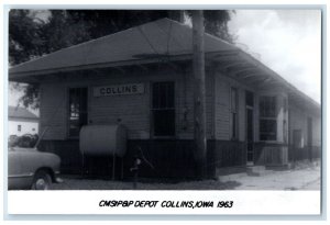 c1963 CMStP&P Collins Iowa IA Railroad Train Depot Station RPPC Photo Postcard