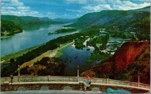 Vtg Oregon OR View from Crown Point Columbia River Gorge 1960s Postcard