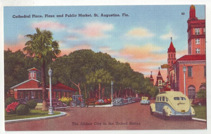 P639 JLs 1930-1945 cathedral place old cars etc public marlet st augustine fl.