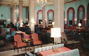 Vintage Postcard Main Lobby Hotel Dennis Tables Chairs Atlantic City New Jersey