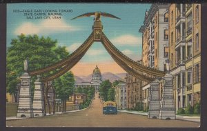 Utah SALT LAKE CITY - Eagle Gate looking towards State Capitol Building - LINEN