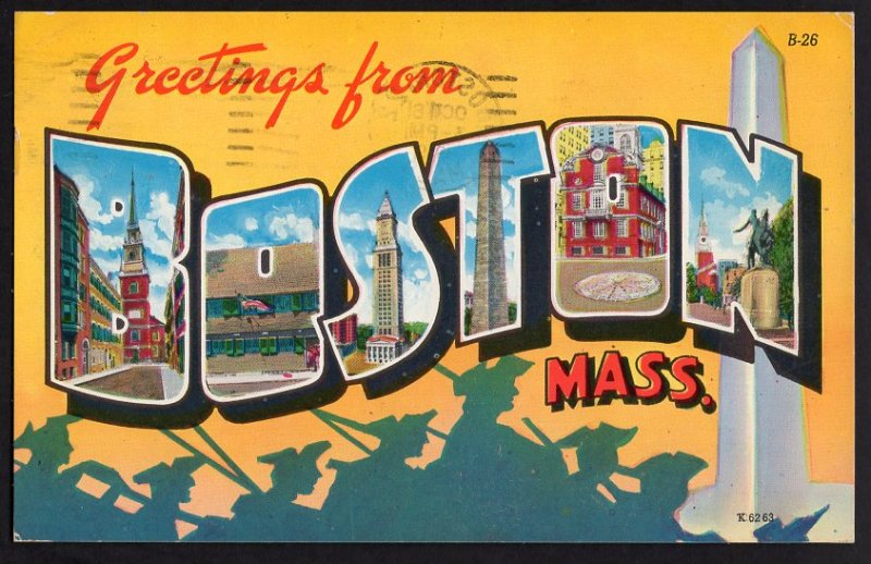 Massachusetts BOSTON Large Letter - MultiView - Greetings from - pm1959 Chrome