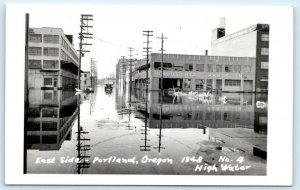 RPPC PORTLAND, Oregon OR ~ Flood EAST SIDE Industrial Parts Inc. 1948 Postcard