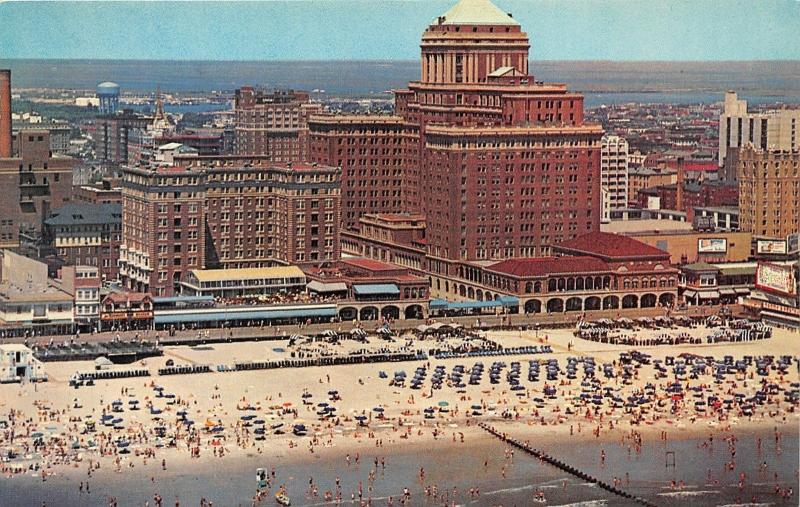 Atlantic City New Jersey~Chalfonte-Haddon Hall & Beach Bird's Eye View~1950s