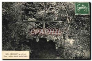 Postcard Old Rustic Bridge Cholet In the Public Garden