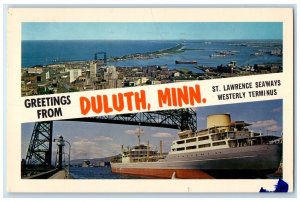 1967 Greetings From Duluth Minnesota St Lawrence Seaways Multi-View MN Postcard