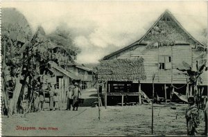 PC CPA SINGAPORE, MALAY VILLAGE, VINTAGE POSTCARD (b4215)