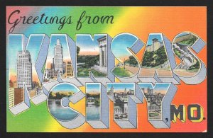 Greetings from Kansas City MO Unused c1940s