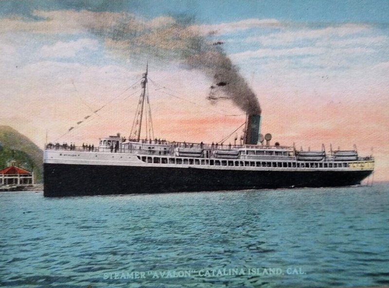 Ship Boat Postcard Steamer Avalon Catalina Island California 1922 CT Photochrom 