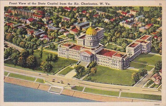 Front View Of The State Capitol From The Air Charleston West Virginia