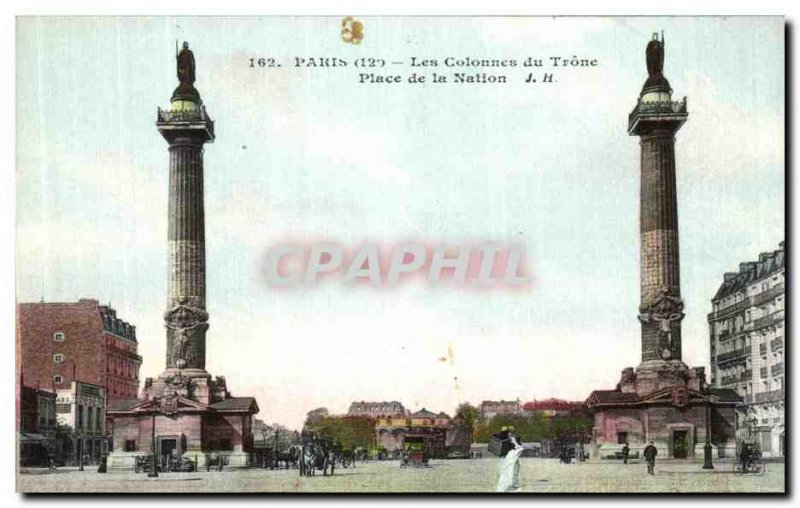 Old Postcard Paris Columns from the Throne Place de la Nation