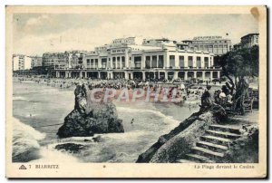 Old Postcard Biarritz The Beach In front of the Casino