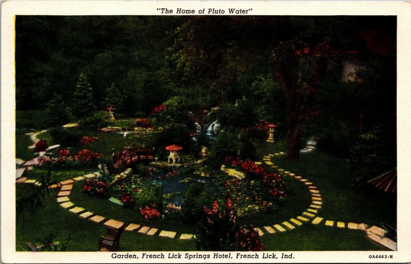 Vintage Garden French Lick Springs Hotel Indiana IN Orange County Postcard
