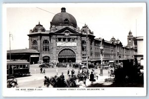 Melbourne Victoria Australia Postcard Flinders Street Station c1950's RPPC Photo