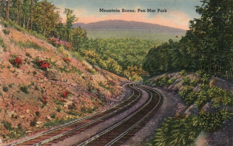 13211 Railroad Mountain Scene, Pen Mar Park, Washington County, Maryland