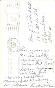 B16/ East Tawas Michigan Mi RPPC Postcard 1938 Kiwanis Plantation Monument
