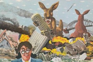 Dinosaur Rampages Australian Crops 1970s Comic Postcard