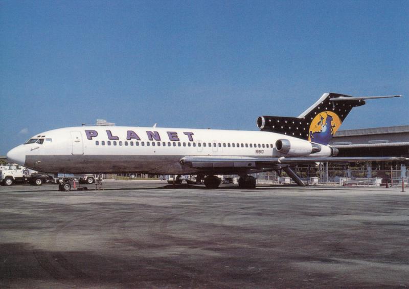 PLANET AIRWAYS, Boeing 727-23, unused Postcard