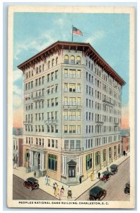 c1920 Peoples National Bank Building Cars Charleston South Carolina SC Postcard