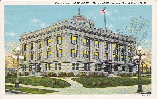 North Dakota Grand Forks Court House and Wolrd War Memorial Clubrooms Curteich