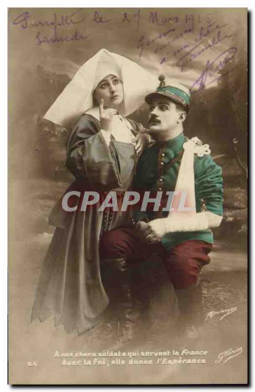 Postcard Old Army Soldier Health Nurse