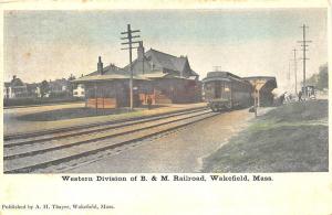 Wakefield MA B & M Railroad Station Train Depot Postcard