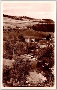 The Netherton Bridge Of Cally Scotland Houses Real Photo RPPC Postcard