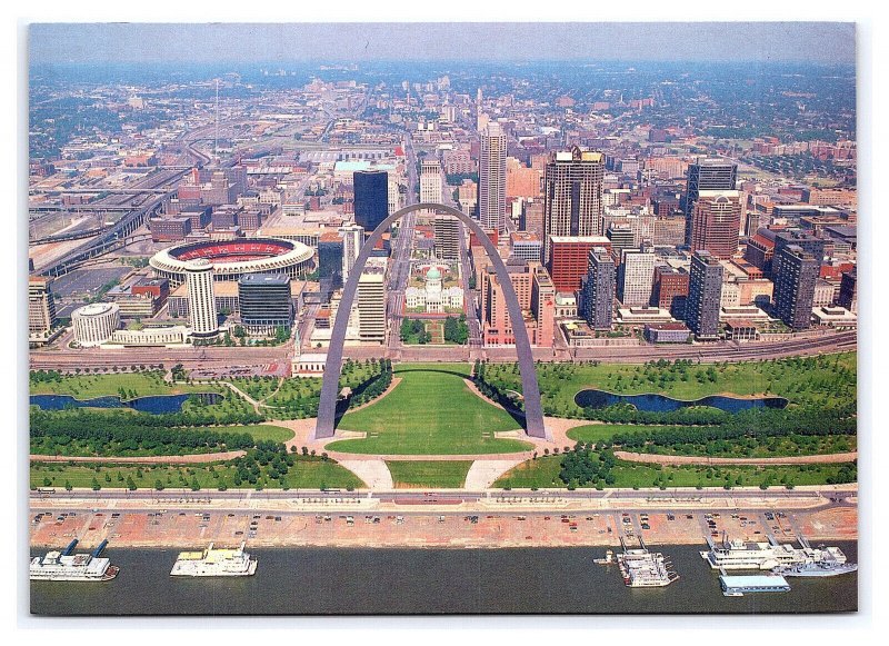 St. Louis Missouri Skyline Of City Postcard Continental Aerial View Card 