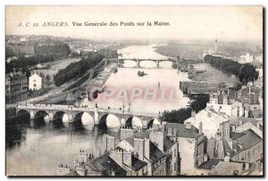 Old Postcard Angers Vue Generale des Ponts in Maine