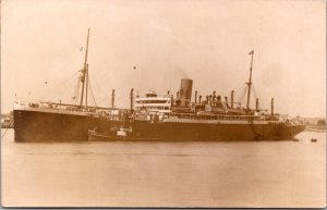 Real Photo Postcard Steamship Steamer Tug Boat