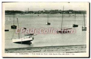 Old Postcard Carantec view from the port to Saint Pol de Leon