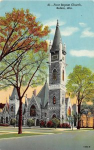 G75/ Selma Alabama Postcard c1940s First Baptist Church Building