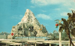 Vintage Postcard 1969 Monorail System over Submarine Lagoon Disneyland Mountain