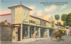 Ponce De Leon Shopping St Augustine Florida Postcard 1940s Tichnor 21-3485