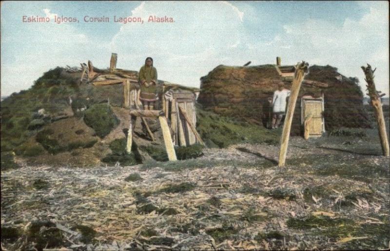 Eskimo Igloos Corwin Lagoon 1909 AYPE #90632 Postcard