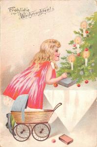 BG8391 girl  fir branch candle  weihnachten christmas greetings germany