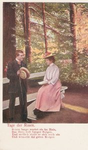 Couple. romance. Tage der Roses Nice old vintgage German  postcard