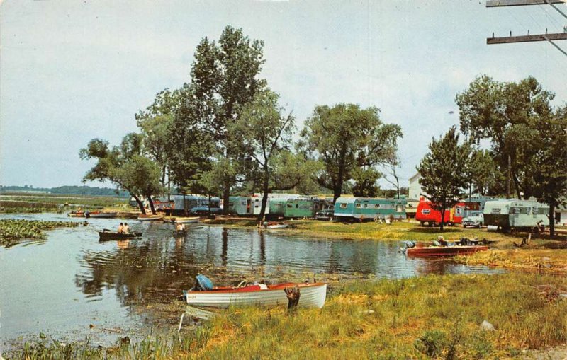 Angola Indiana Lake James Trailer Park At Bledsoe's Beach Vintage PC U3548