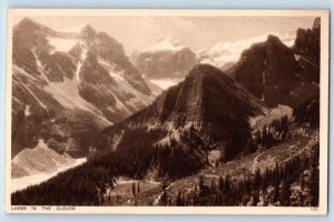 Banff Canada Postcard View Of Lake In The Clouds Mountains c1910's Antique