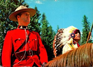 Canada Royal Canadian Mounted Police and Canadian Indian Chief In Full Head-D...