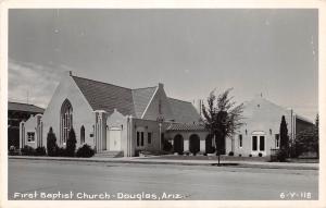 D95/ Douglas Arizona Az Real Photo RPPC Postcard c1950s First Baptist Church