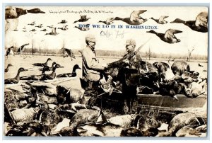 1909 Men Duck Hunting Martin How We Do It Washington RPPC Photo Postcard