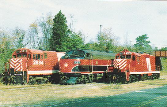 Southern Railroad Of New Jersey Locomotives U-30B #2884 F-7A #727 and GP-9 #100