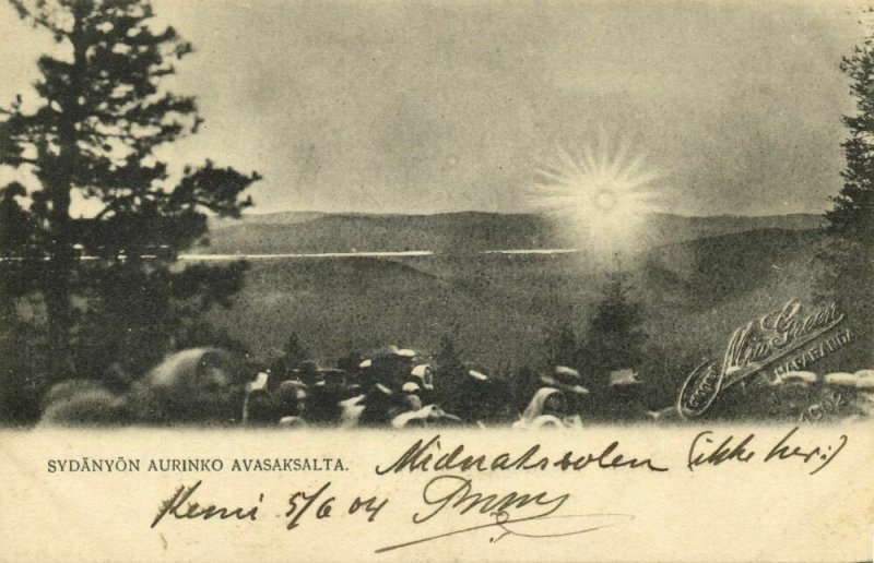 finland suomi, Sydänyön Aurinko Avasaksalta Midnattsolen (1904) Postcard