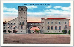 Miami Florida FL, Main Entrance, Coral Gables, Natural Rock, Vintage Postcard